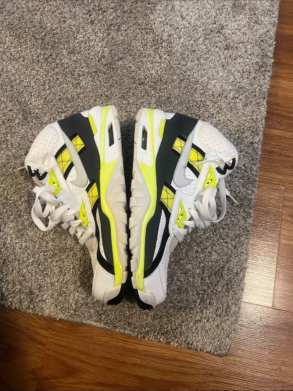 Nike White and Neon Green High-Top Sneakers - Picture 2 of 4